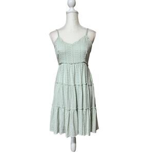 Sin & sam Sleeveless Tiered Dress In Cotton Eyelet mint green SZ M